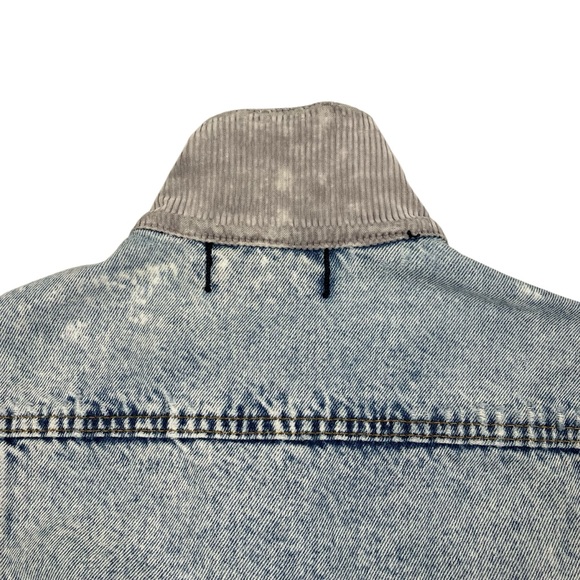 Vintage 90s French Navy Distressed Acid Wash Denim Jean Trucker Jacket - Picture 11 of 16